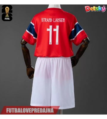 Lacne Dětský Futbalové dres Nórsko Jorgen Strand Larsen #11 MS 2026 Krátky Rukáv - Domáci (+ trenírky)